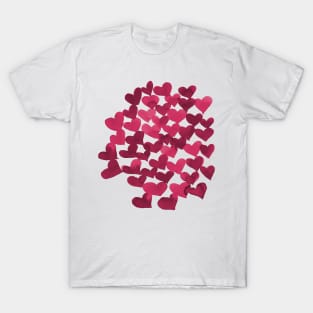 Watercolor melting hearts - viva magenta T-Shirt